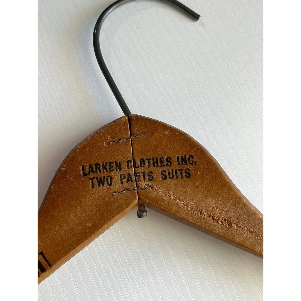 MCM Vintage Pullman &‎ Larken Clothes Wooden Suit Hangers Advertising Set of 2